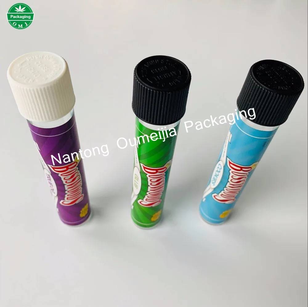 Cigarette Child Resistant Glass Tube Doob Tubes Glass Vial With Plastic