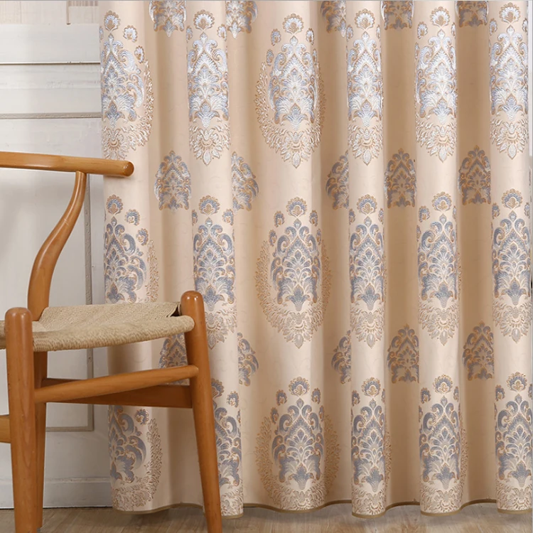 European style luxury jacquard high blackout window curtain