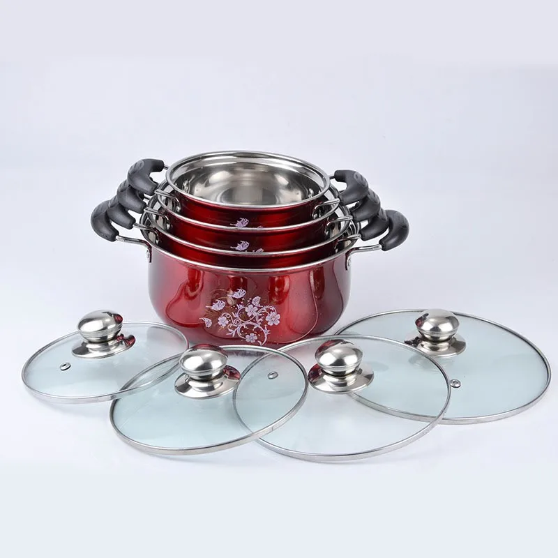 4pcs Indian Colorful Design Stainless Steel Cooking Pot Cookware Sets