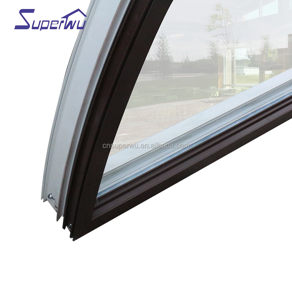 Semicircle curved fixed panel glass aluminum window
