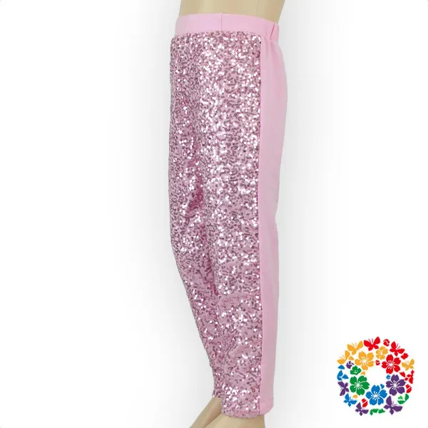 Hot Cheap Glaring Baby Girls Pink Sequin Pants Kids Sequin Cotton