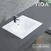 YIDA chaozhou china sanitary ware supplier white modern ceramic square thin counter top vanity sink wash basin for hotel custruc