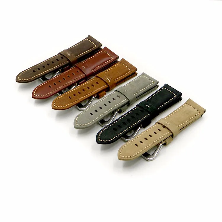 Leather watch strap genuine big buckle 22mm watch band