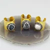 CH-ARR0001Fashion high quality pearl/druzy/labradorite rings,wholesale crystal inlay rings, gold plated adjustable jewelry