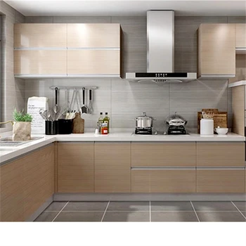 Wood Grain Kitchen Cabinet With Plywood Material Melamine Kitchen