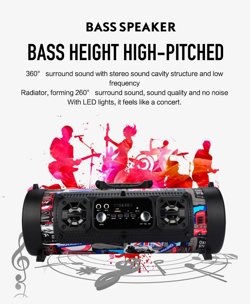 Hifi Portable wireless Speaker FM Radio Move KTV 3D Sound system Sound bar sub woofer portable column FM radio speaker - ANKUX.COM