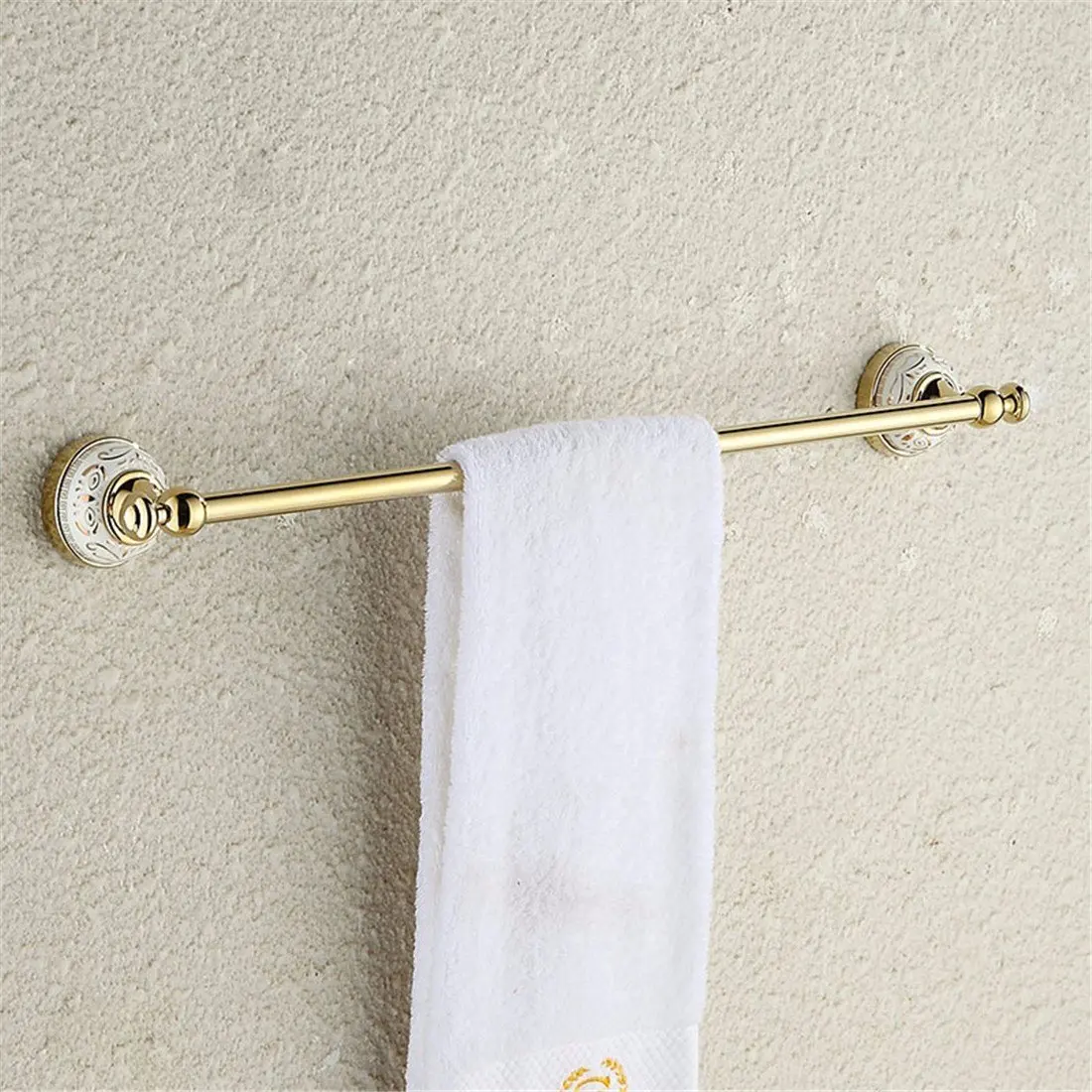 LAONA European style gold zinc alloy ceramic base, bathroom fittings, toilet paper rack, towel rack,Single rod