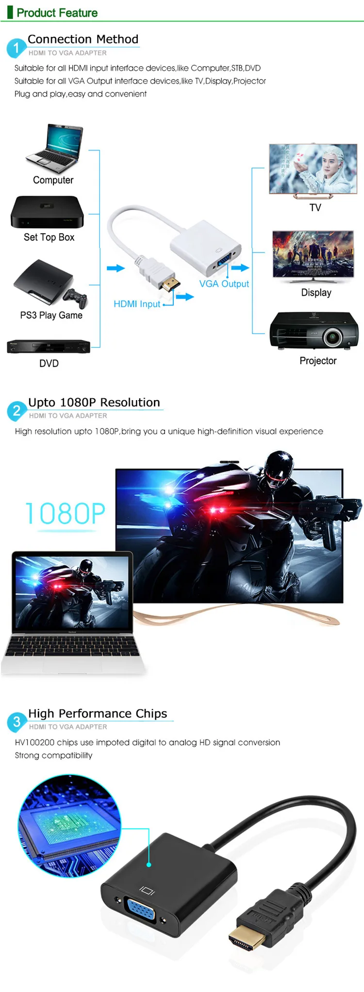 hdmi to vga converter adapter cable