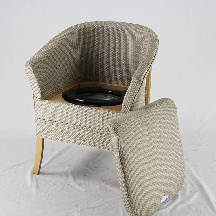 Europe Design Wood Wicker Commode Chair With Bedpan Toilet Chair