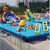 Outdoor Funny Rectangular Inflatable Intex Steel Metal Frame Swimming Pool With Slide For Kids Adults Sale