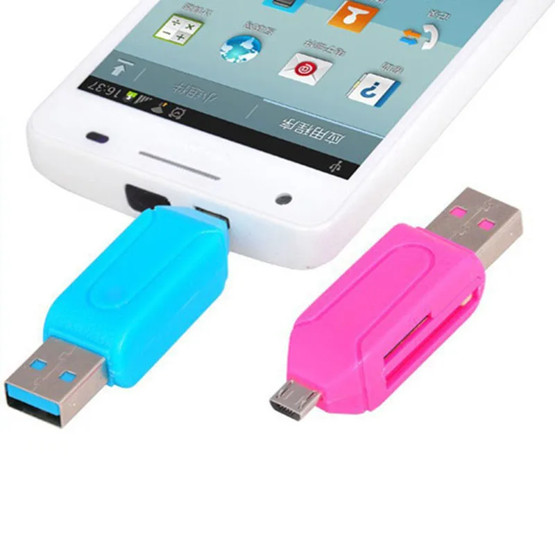 SSEDEW Universal USB Card Reader Mobile Phone PC Card Reader Micro USB OTG Card Reader OTG TF/SD Flash Green