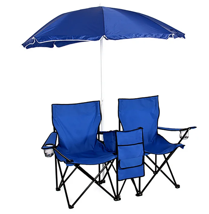 Picnic Double Folding Chair With Umbrella Table Cooler Fold Up