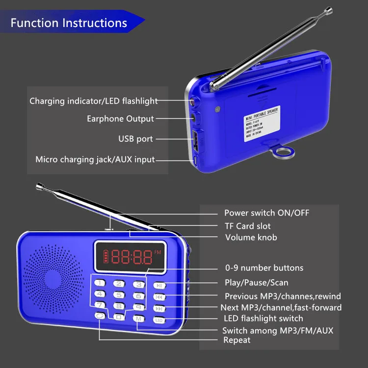 Newest Private Model Mini Fm Radio Pocket Usb Speakers Digital Fm Radio Support Record Function