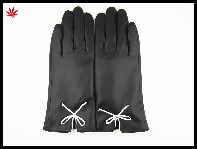 2016 ladies leather hand gloves driving leather gloves with bownot