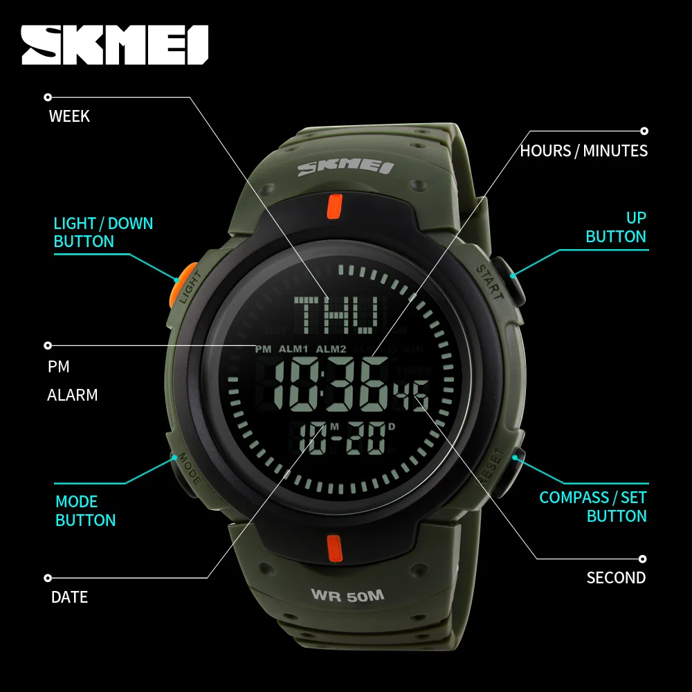 how to adjust time in skmei digital watch