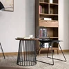 New model low classic round stainless steel wire base wooden top accent side tea coffee tables from india