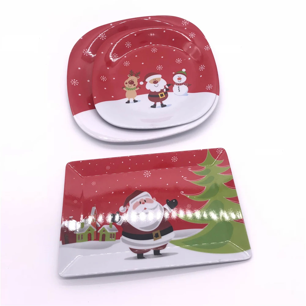 Reusable Beautiful Design Plastic Melamine Kids Christmas Plates - Buy ...
