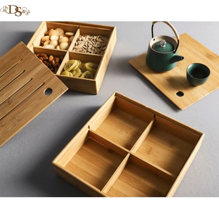 Wholesale 4 Compartment Wooden Fruit Storage Box With Cover Buy