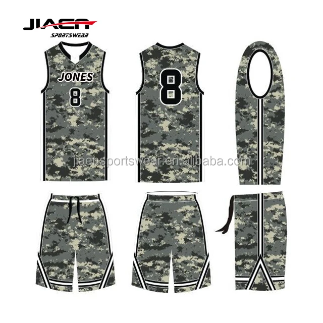 Army Green Camo Basketball Uniform 
