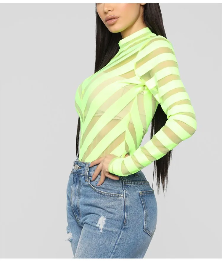 neon yellow long sleeve bodysuit