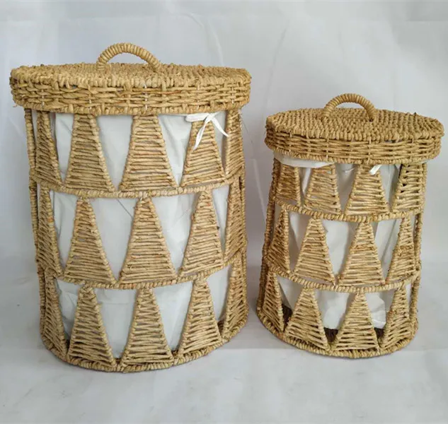 cane storage basket with lid