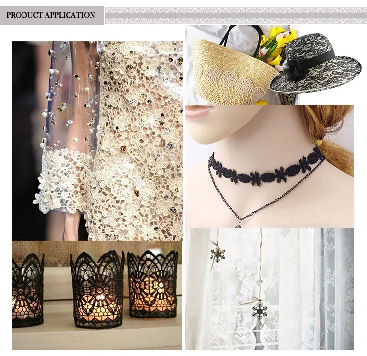 Custom French Stock garment accessories flowers embroidery gold lace collars neck patchs