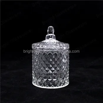 Extremely White Glass Decorate Glass Jars Glass Candy Jar With Lid