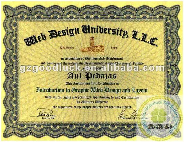 Diploma Certificate/university Certificate Paper/custom Embosser Seal