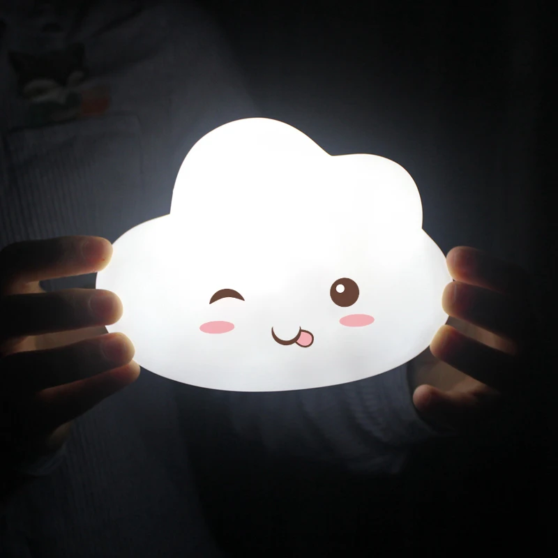Cute bedroom table decorative small baby battery pvc LED cloud night light