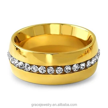 Clic Simple 1 Row Cz Paved 22k Fake Gold Rings Design For Men Clic Simple 1 Row Cz Paved 22k Fake Gold Rings Design For Men