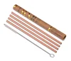 Customized Logostainless steel Straw long drinking Eco-friendly metal Straws rose gold black gold Red rainbow color straw