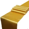 12x108 inch Wholesale 100% Polyester high quality Amazon Luxury shiny Gold Satin Table Runner For Wedding Banquet