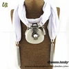 New trendy jewel beads resin pendant polyester scarf fabric necklace