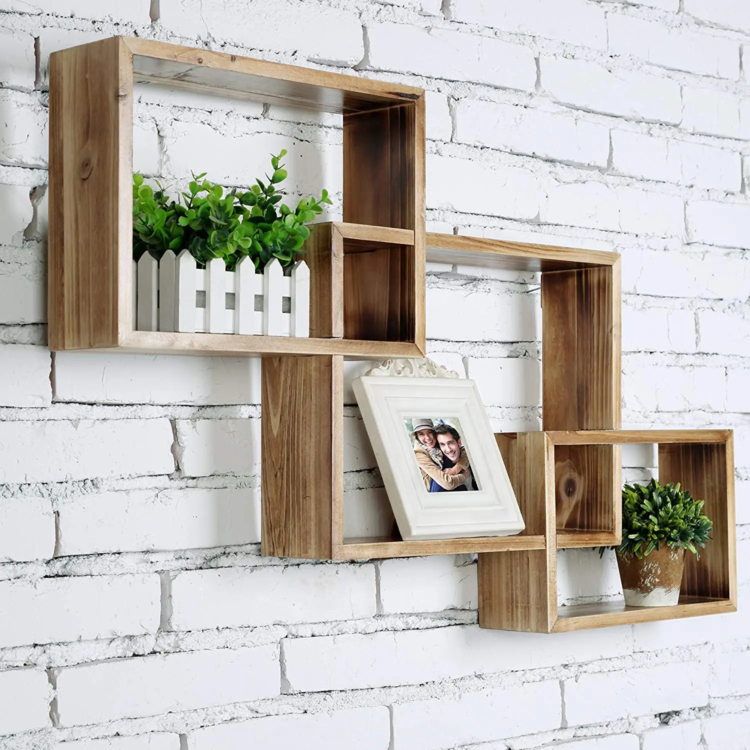 Natural Brown Wooden Interlocking Box Flower Book Display Shelf - Buy ...