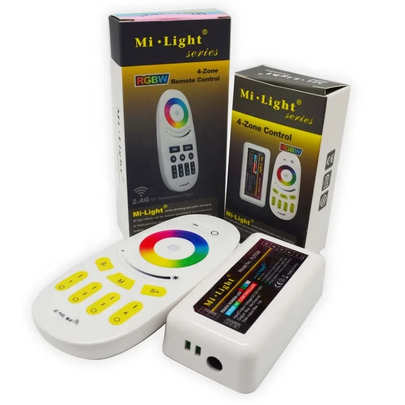 Mi Light RGBW Controller FUT096 FUT038 12V 24V 4 Zone Touch Remote FUT096 RGBW Strips Controller FUT038