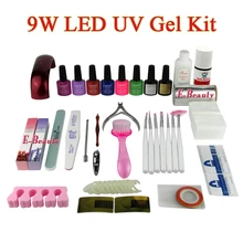 New 9W LED UV Gel Set Soak Off Lacquers Kit LED Curing Lamp Base Top Coat