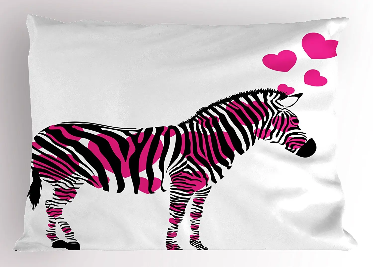 17.99. Pink Zebra Pillow Sham by Ambesonne, Zebra in Love Figure with Heart...