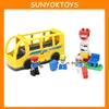 High Quality Educational Blocks ! 16PCS Bus Theme Scheduler Building Blocks Toys For Children