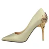 2018 Latest pointed toe high heel lady PU dress Pump shoes metal