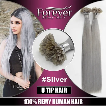 Forever Keratin 100 Cheap Straight Remy Silver U Tip Fusion Hair