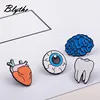 Chinese Factory Supply Cartoon Cute Brain Eye Tooth Heart Metal Brooch Pins Button Pins