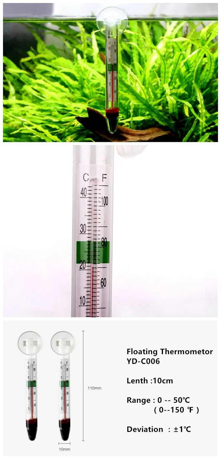 Full Range Floating Fish Tank Temperature Aquarium Thermostat Glass