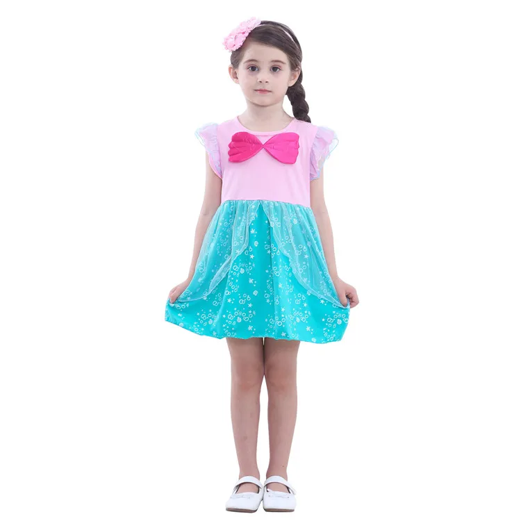 2-6 Years Girls Mermaid Princess Dress Cotton Lovely Short Sleeve Ariel ...