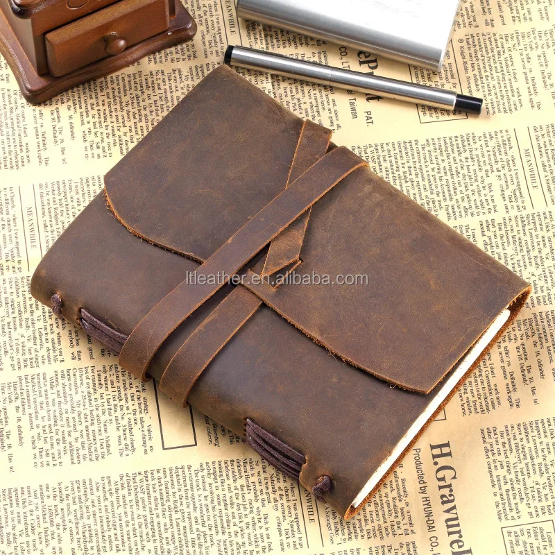 Antique crazy horse diary genuine writing notepad handmade notebook leather bound vintage leather journal notebook