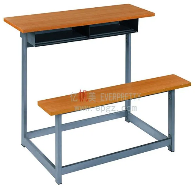 Cheap School Furniture Sets Wood Double Student Desk And Bench
