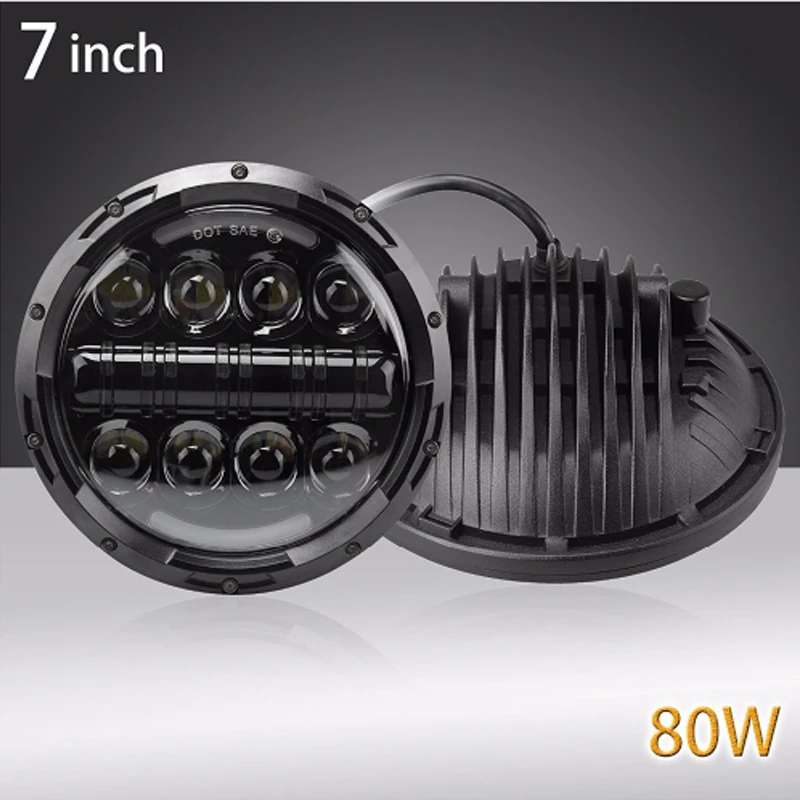 For Yamaha Fz For Harley Led Headlight Color Amber Led Motorcycle Headlight 7inch Round Headlamp