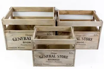 Vintage Chic Wooden Storage Crate Vegetable Fruit Box Country