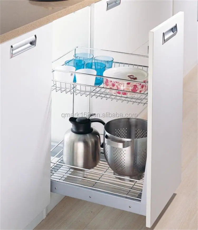 Metal Kitchen Wire Pull Out Drawers Multifunctional Basket For