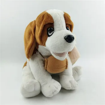 brown and white plush dog