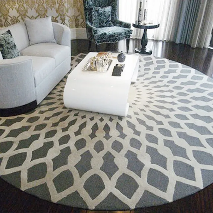 Best Selling 100 Wool Modern Design Custom Pattern Sculptured Round